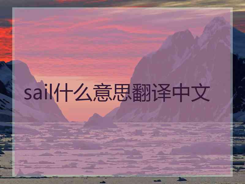 sail什么意思翻译中文