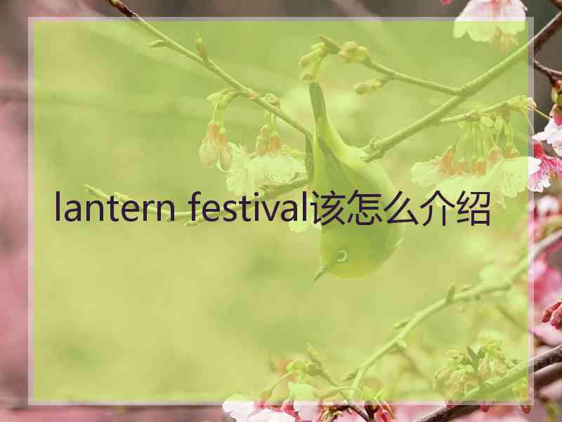 lantern festival该怎么介绍