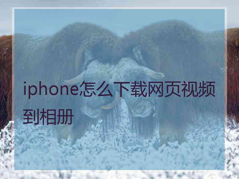 iphone怎么下载网页视频到相册