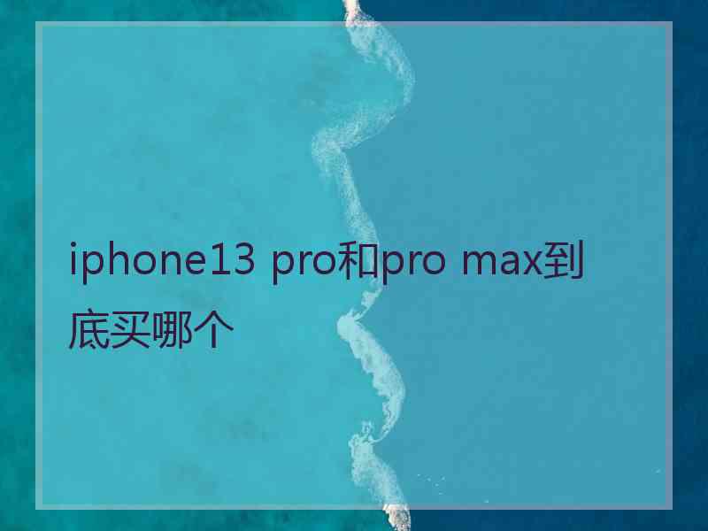 iphone13 pro和pro max到底买哪个