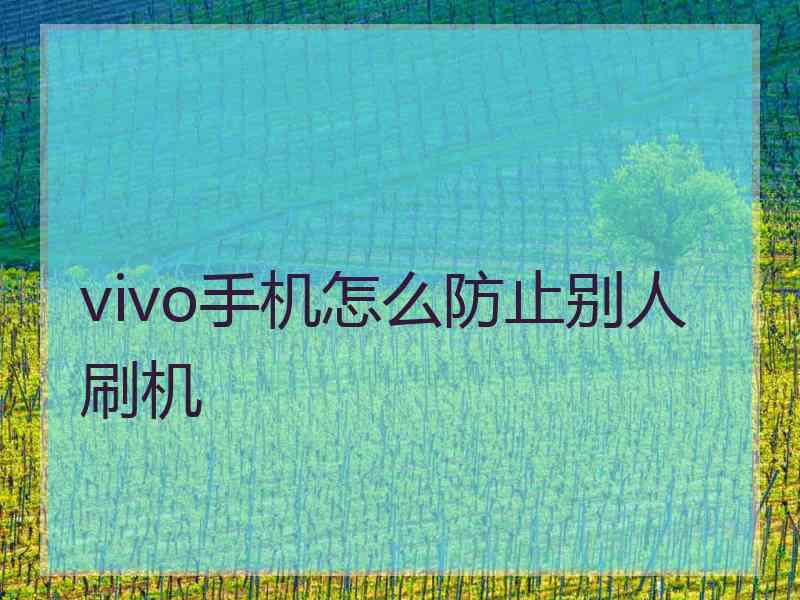 vivo手机怎么防止别人刷机