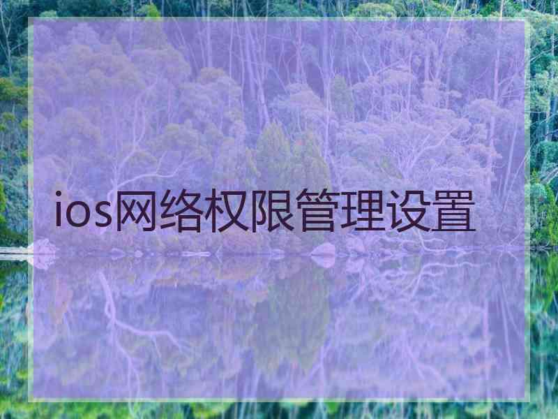 ios网络权限管理设置