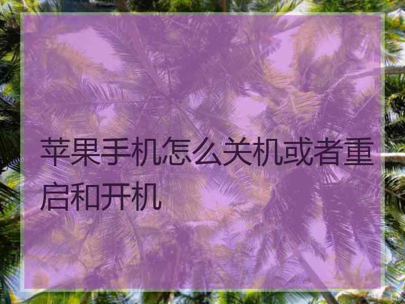 苹果手机怎么关机或者重启和开机